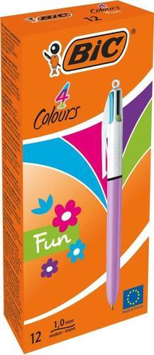 Bolígrafo Bic 4 colores fun lila pastel punta 1mm