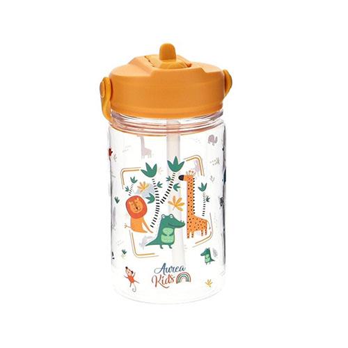 Botella tritán  350ML CON TAPON INFANTIL CON PAJITA - MUSTARD LITTLE SAFARI