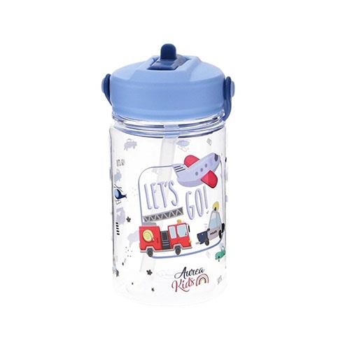 Botella tritán  350ML CON TAPON INFANTIL CON PAJITA - SKY TINY MOTORS