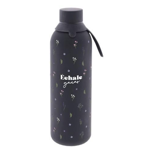 THERMAL BOTTLE WITH CERAMIC INTERIOR AND TWO HERMETIC CAPS 750ML - BLACK - FLORAL CHIC -ÉCHALE GANAS