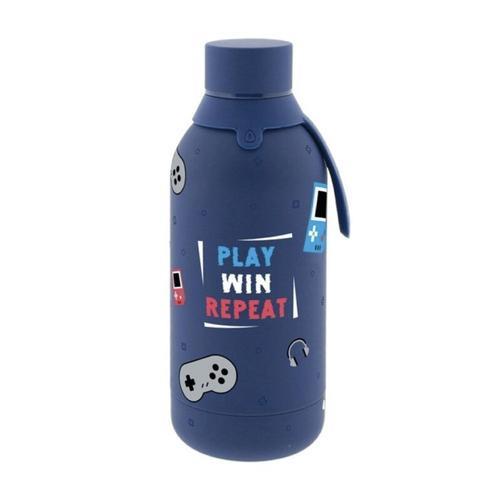 Botella térmica 500 ml gamer Play Win Repeat azul marino – Aurea