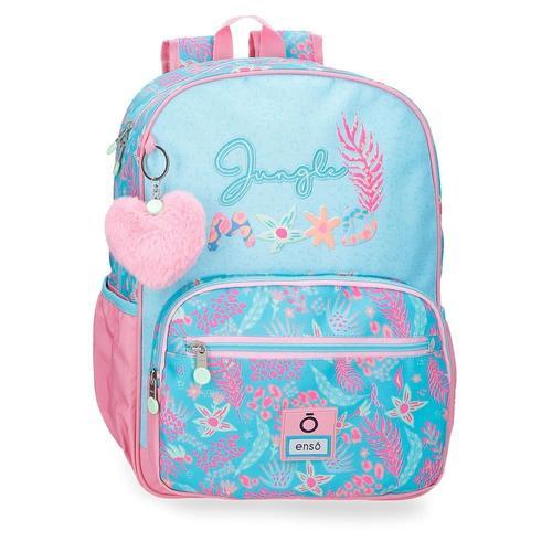 Mochila infantil enso jungle mood azul adaptable a carro