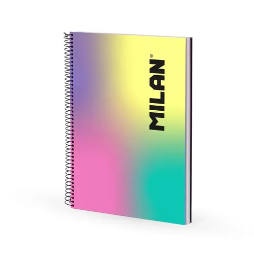 Cuaderno A4 con espiral y tapa dura, papel cuadriculado, 120 hojas de 95gr/m², colección Sunset