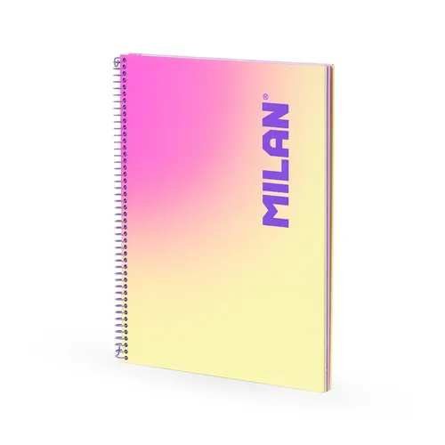Cuaderno A4 con espiral y tapa dura, papel cuadriculado, 90 hojas de 95gr/m², colección Sunset