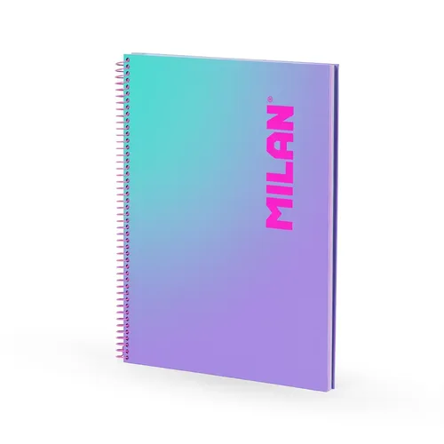 Cuaderno A4 con espiral y tapa dura, papel cuadriculado, 90 hojas de 95gr/m², colección Sunset