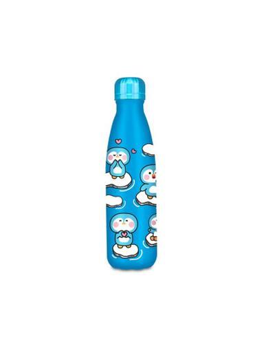 Botella térmica chill & refill, tema pingüino, azul, 500 ml, acero libre de BPA, tapón