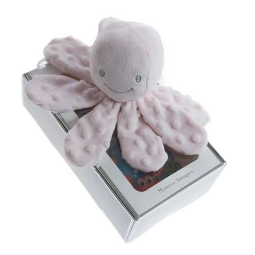 Muñeco sonajero pulpo rosa