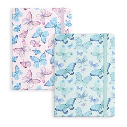 Libreta decorada con goma mariposas 13 X 1.5 X 19CM