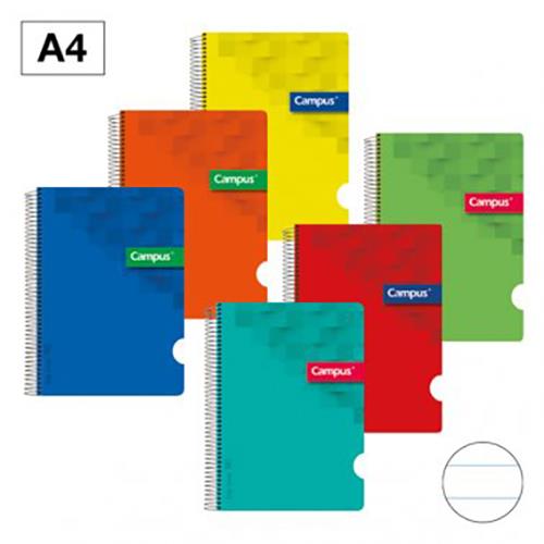 Bloc Espiral Campus A4 Tapa Polipropileno 80 Hojas 90g Rayado Horizontal