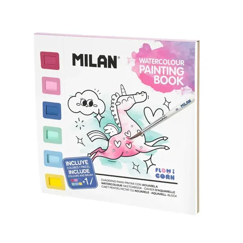 Cuaderno para colorear con acualeras y pincel, Flowicorn