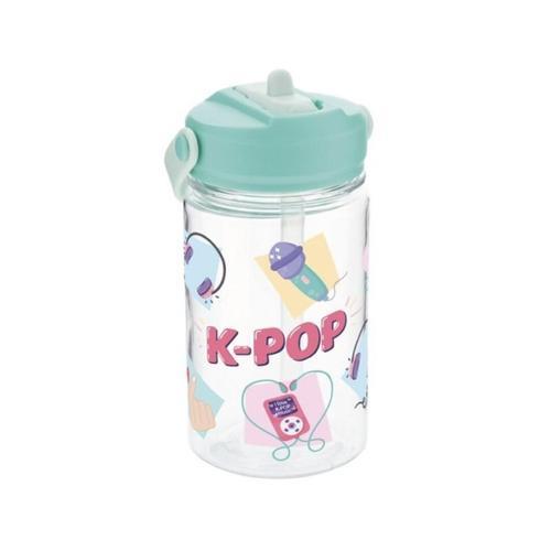 Botella tritán  350ML CON TAPON INFANTIL CON PAJITA - K- POP