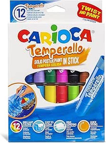 CARIOCA - Temperello, Estuche de Témperas Sólidas Escolares, 12 Uds