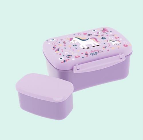 Tupper hermético con placa refrigerante y cajita - LILAC UNICORN
