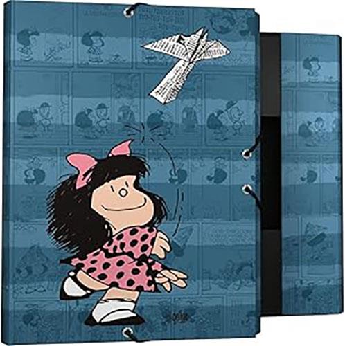Carpeta Tres Solapas 25 Mafalda Azul Avión