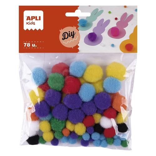 POMPONES COLORES TAMAÑO SURTIDO 78 UNIDADES