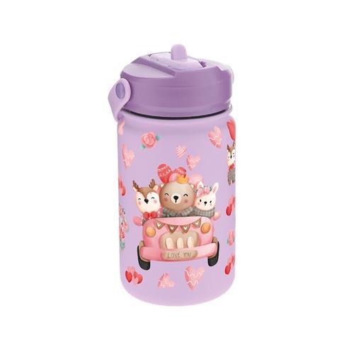Botella acero 330ML TAPÓN INFANITIL - LILAC CAR LOVELY TRAVELLERS