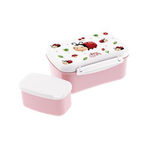 Tupper hermético con placa refrigerante y cajita - PINK LADYBUG