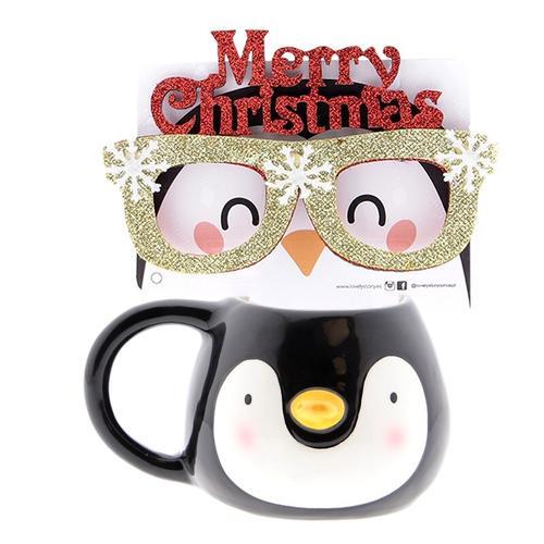 Taza con forma de pingüino + gafas