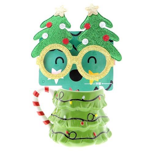 Taza con forma de Árbol 350ML + GAFAS DE NAVIDAD - Arbol