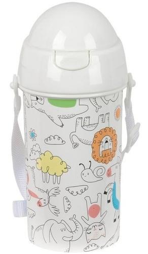 BOTELLA 500ml APERTURA AUTOMATICA CON PAJITA SAFTA PREESCOLAR ZOO 7,3x19,5x7,3cm