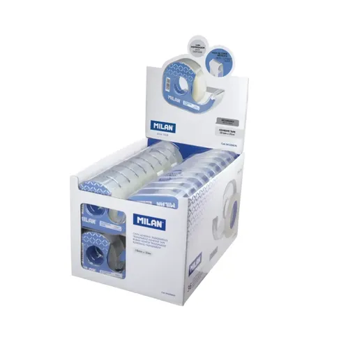 Dispensador cinta adhesiva transparente brillante 19 mm x 33 m