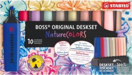 Deskset 10 marcadores fluorescentes stabilo nature colors wildflowers eddition