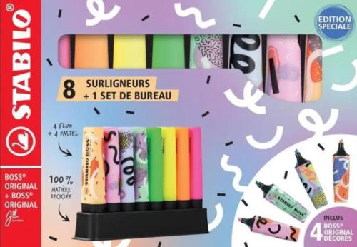 Deskset 8 marcadores fluorescentes stabilo 